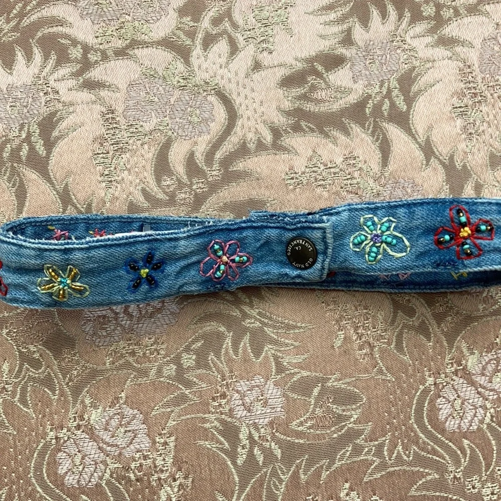 NEW hand sewn upcycle denim beaded belt
